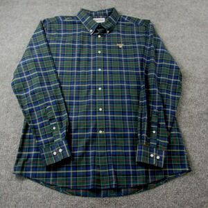 Barbour Shirt Mens XL Oxbridge Ivy Tartan Tailored Green Blue Plaid